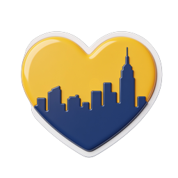 City Skyline Heart Sticker Icon - Love for Urban