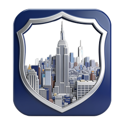 City Shield Protection Icon - Urban Security Badge