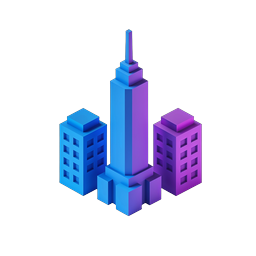 Isometric City Skyline Icon - Modern 3D Buildings