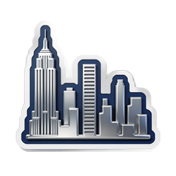 Metallic City Skyline Icon | Urban Skyscraper Silhouette
