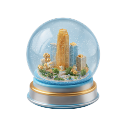 Golden City Snow Globe - Premium Urban Winter Icon