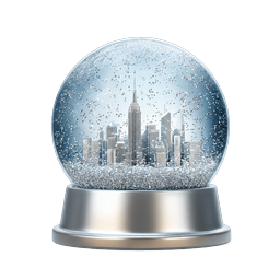 City Snow Globe Icon - Winter Cityscape in Glass Sphere