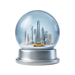 City Snow Globe Icon - Urban Winter Travel Graphic