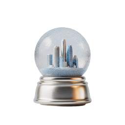 City Skyline Snow Globe Icon - Winter Urban Decor