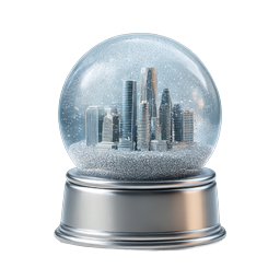City Snow Globe Icon - Miniature Urban Skyline 3D