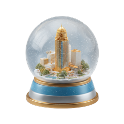 City Snow Globe Icon - Urban Winter Miniature Scene