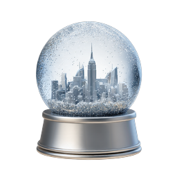 City Snow Globe Winter Icon - Realistic 3D Render