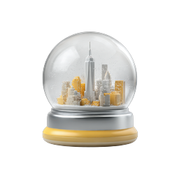City Snow Globe Icon - Miniature Urban Skyline