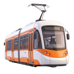 City Tram Streetcar Icon - Modern Public Transit 3D