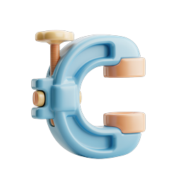 3D Clamp Letter C Icon - Realistic Tool Typography