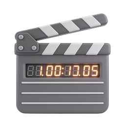 3D Clapperboard with Digital Timer Icon