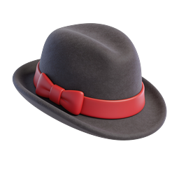 Classic Bowler Hat Icon with Red Ribbon Band