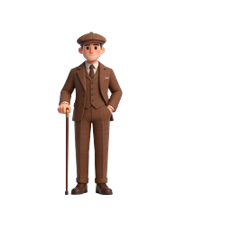 Classic Gentleman 3D Icon - Vintage Suit Character