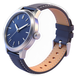 Classic Navy Leather Wristwatch Icon - 3D Realistic
