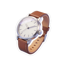 Classic Leather Strap Wristwatch Icon - 3D Realistic