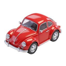 Classic Red Beetle Car Icon - Vintage 3D Transportation