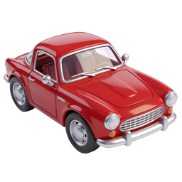 Classic Red Vintage Car Icon - 3D Toy Style