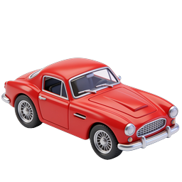 Classic Red Sports Car 3D Icon - Vintage Coupe