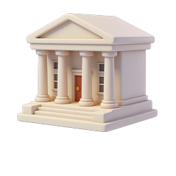 Classical Building 3D Icon - Courthouse & Bank