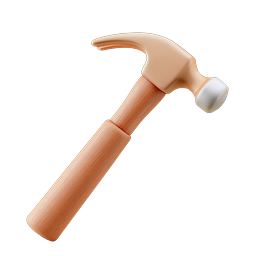 Realistic Golden Claw Hammer Icon - Construction Tool