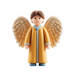 Icône 3D personnage ange clay - design de gardien mignon