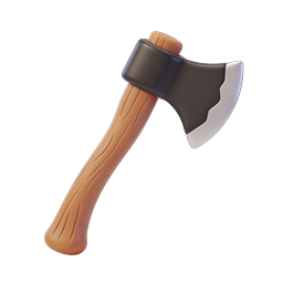 Clay Style 3D Axe Icon | Wooden Handle Hatchet