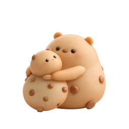 Gấu đất sét ôm nhau đáng yêu - Biểu tượng 3D dễ thương