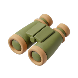 Icono de binoculares estilo clay 3D para apps de exteriores