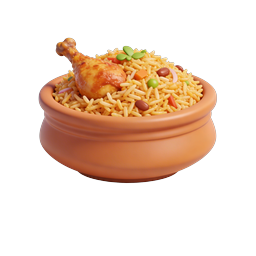 Icono 3D de olla de biryani de arcilla | ilustración de cocina india