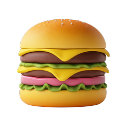 Clay-Style Double Cheeseburger Icon | 3D Food Icon