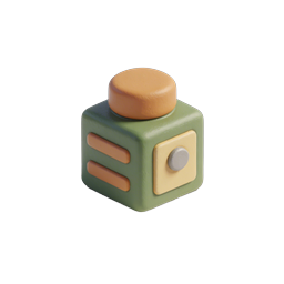 Ícone de Botão 3D de Argila - Design Cúbico Divertido