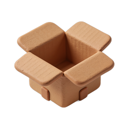 Clay Style Open Cardboard Box Icon - 3D Package Illustration