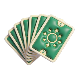 Clay Style Playing Cards Fan Icon - 3D Gaming