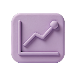 Clay Style Analytics Chart Icon - 3D Purple Growth Graph