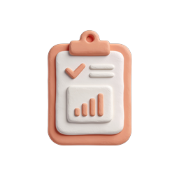 Clay 3D Clipboard Checklist Icon with Chart