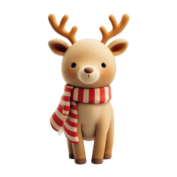 Cute Clay Christmas Reindeer Icon - Holiday Decoration