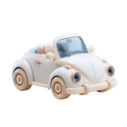 Clay Style Classic Convertible Car Icon - 3D Rendered
