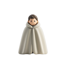 Clay Cloaked Character 3D Icon - Cute Hooded Figure