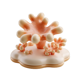 Clay-Style Coral Reef Icon | 3D Ocean Nature Design