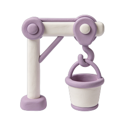 Clay Crane Bucket 3D Icon - Pastel Purple & White