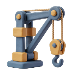 Clay Crane Hoist Construction Icon - 3D Industrial Design