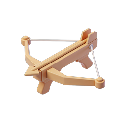 Clay Crossbow 3D Icon - Medieval Weapon Design