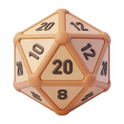 Clay Style D20 Dice Icon for RPG & Gaming Apps