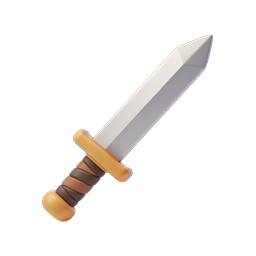 3D Clay Dagger Icon - Fantasy Weapon Illustration