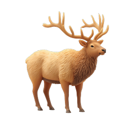 Clay-Style Deer with Antlers - 3D Wildlife Icon