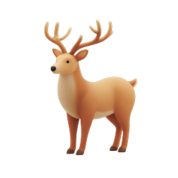 Clay Style Deer Icon - 3D Rendered Stag with Antlers