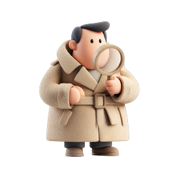 Clay Detective Character with Magnifying Glass Icon