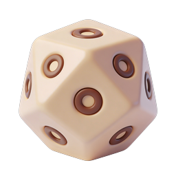 Clay Style 3D Dice Icon with Recessed Pips