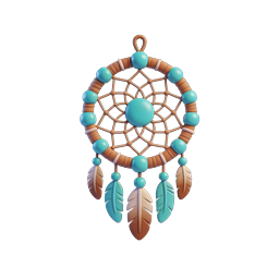 Icono 3D de atrapasueños de arcilla – símbolo decorativo bohemio