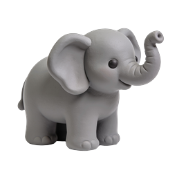 Ícone de estatueta de elefante de argila fofa - Escultura 3D adorável